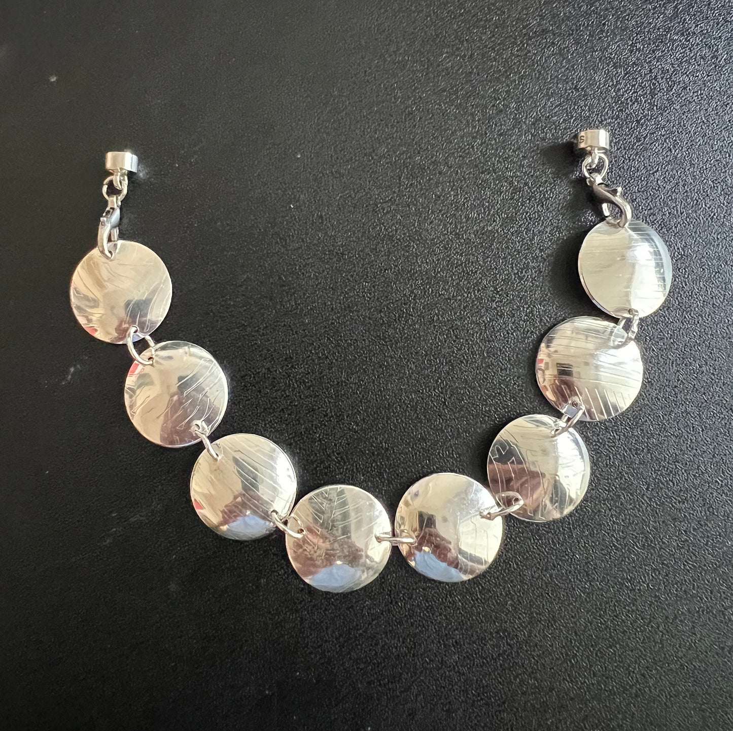 Sterling Silver 6.5" domed disc bracelet