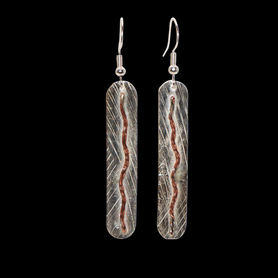 Sterling Silver -copper dangle earrings