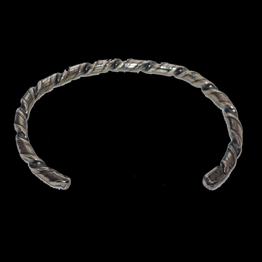 Twisted Men's silver cuff with dark patina finish