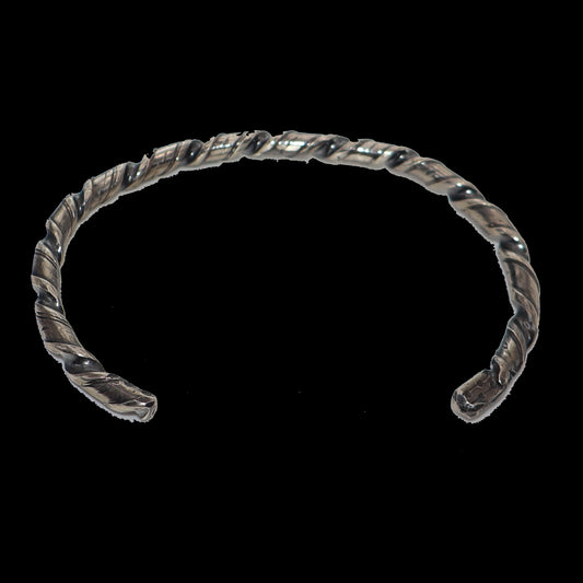 Twisted Men's silver cuff with dark patina finish