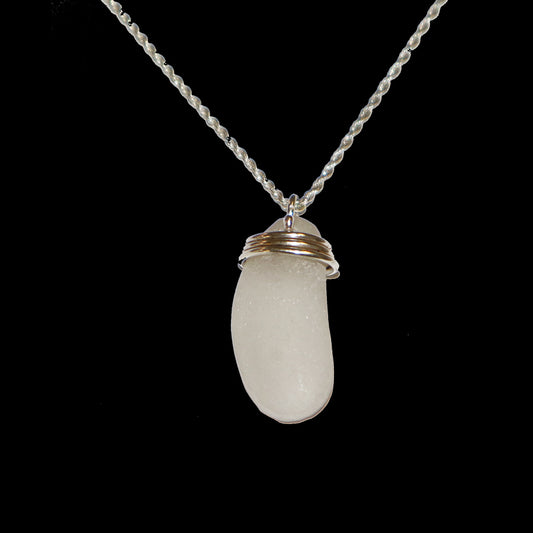 White sea glass necklace