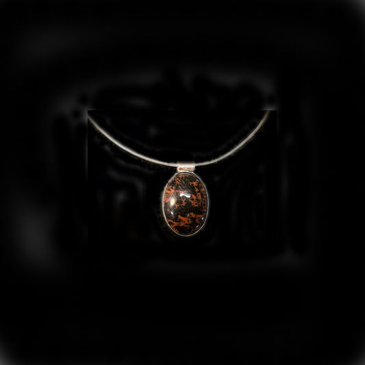 Sterling silver brown granite necklace