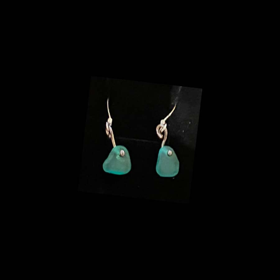 Sterling silver aqua sea glass earrings