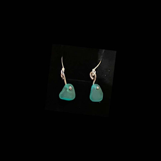 Sterling silver aqua sea glass earrings