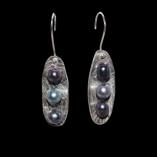 3 peas in a sterling silver pod earrings